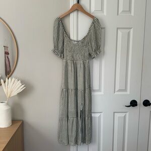 Abercrombie & Fitch Green Gingham Midi Dress